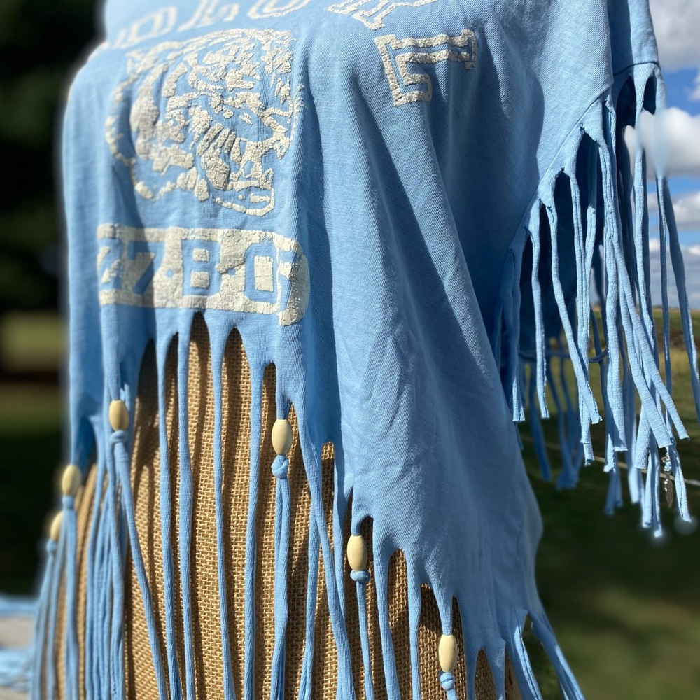 Handcrafted Polo Ralph Lauren Distressed Fringe Festival Cutoff Tee Size XL